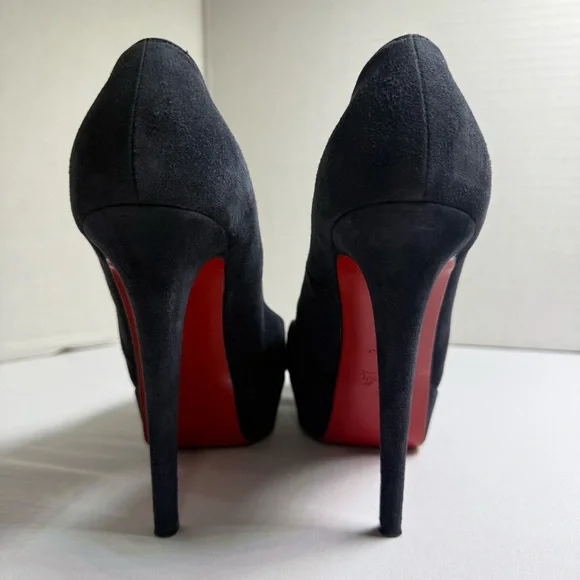 Christian Louboutin Red Bottom Navy Suede Platform Pumps Heels Size 37 - Picture 7 of 15